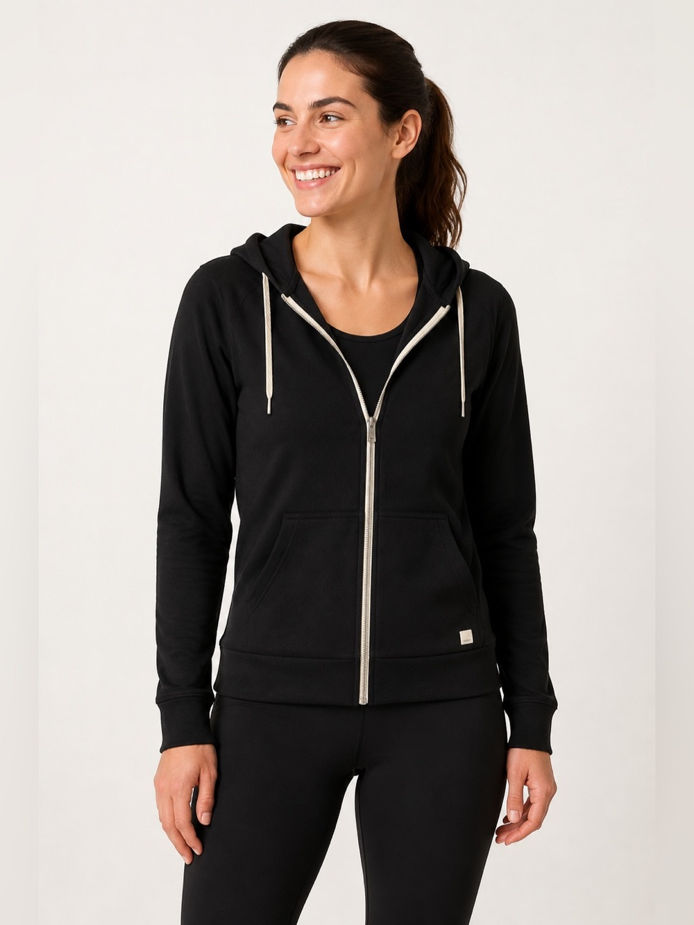 Vuori Halo Performance Hoodie 2.0 Women’s L Black Heather Full Zip VW268